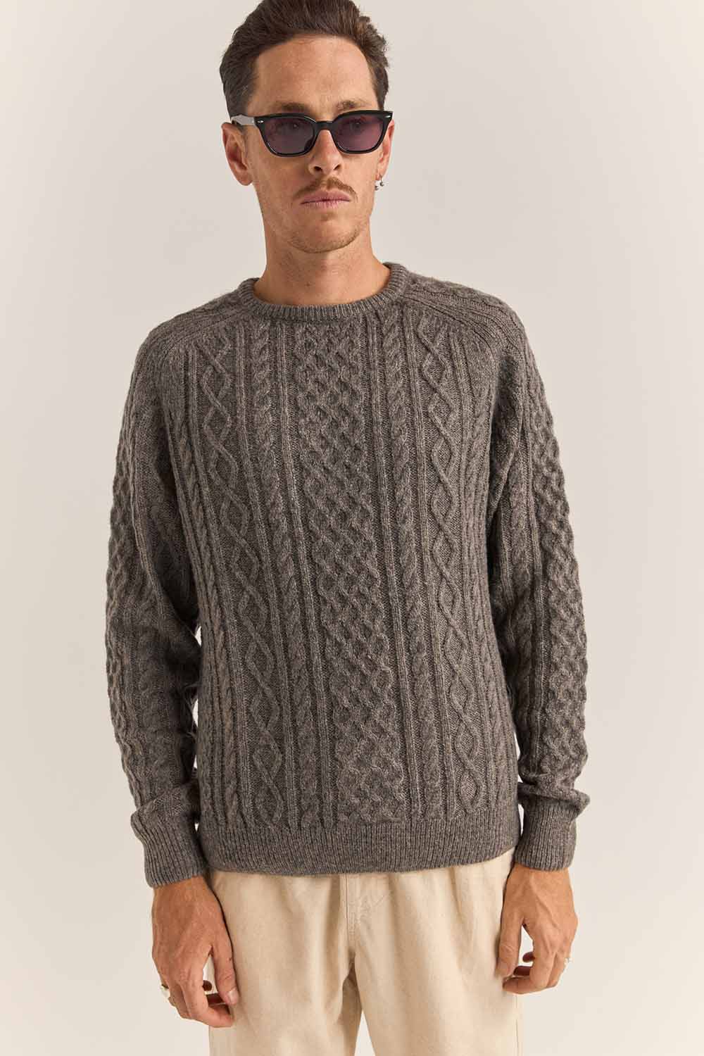 Rhythm - Mohair Fishermans Knit - Washed Black - Front