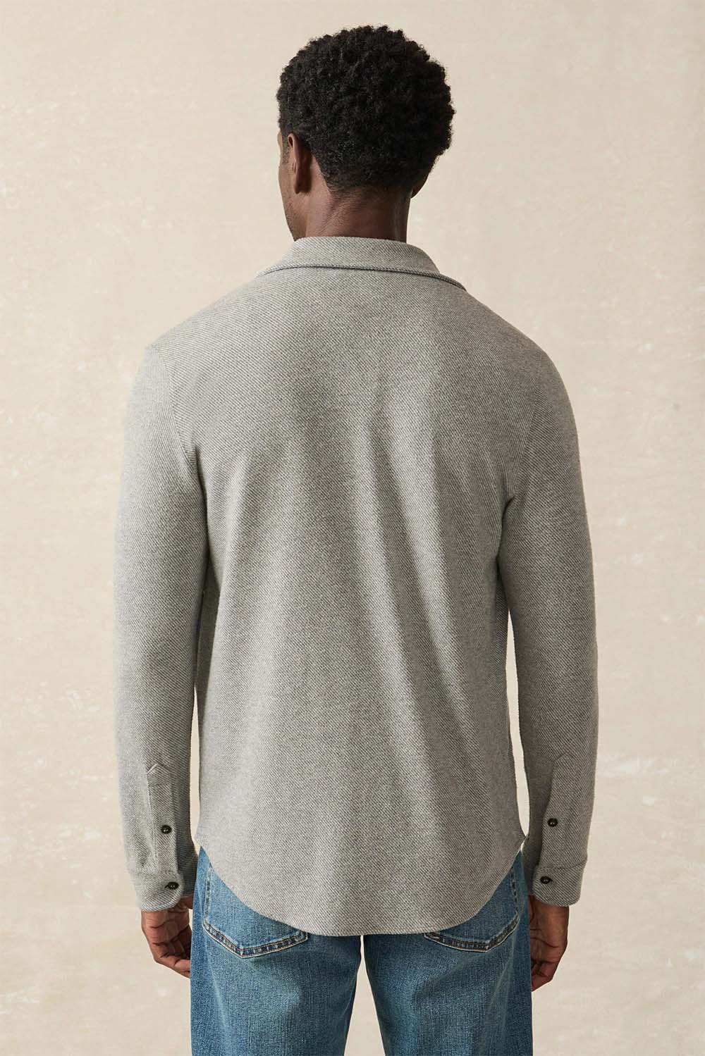 Faherty - Legend Sweater Shirt - Fossil Grey Twill - Back