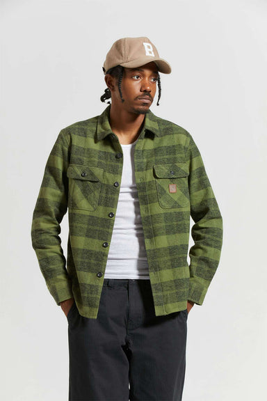 Brixton - Bowery Heavyweight LS Flannel - Cypress Green/Black - Front