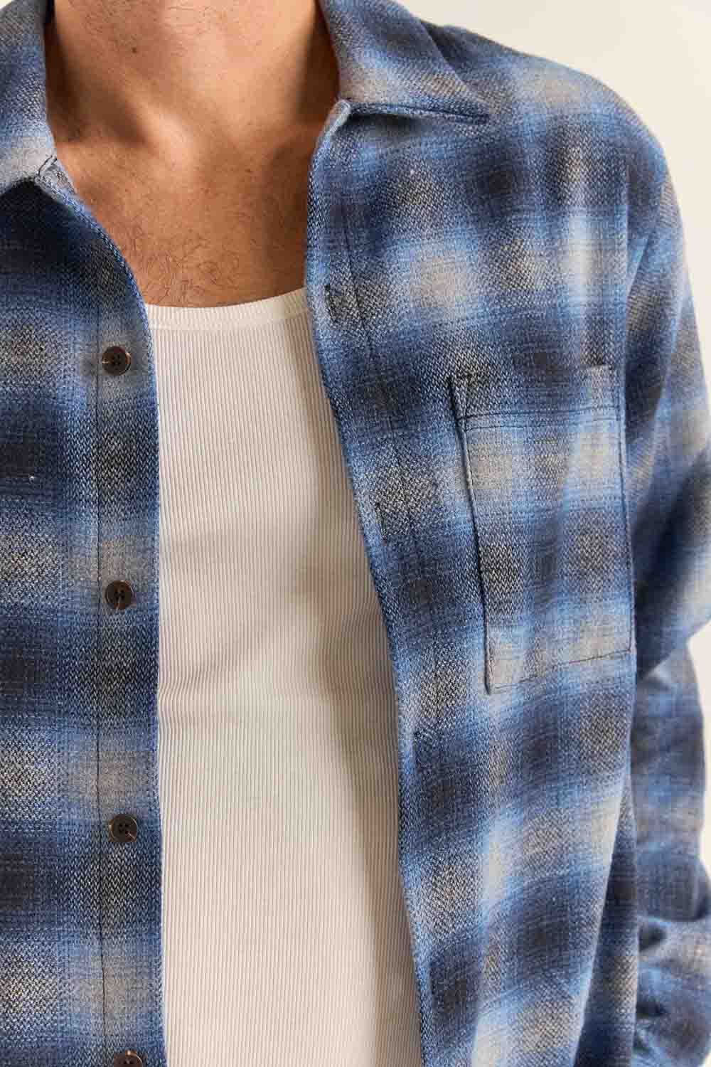 Rhythm - Mar LS Flannel - Blue - Detail