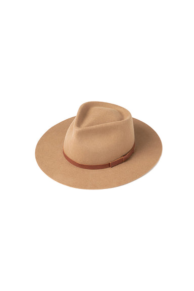 Yellow108 - Dylan Hat w/ Leather Bow - Camel - Profile