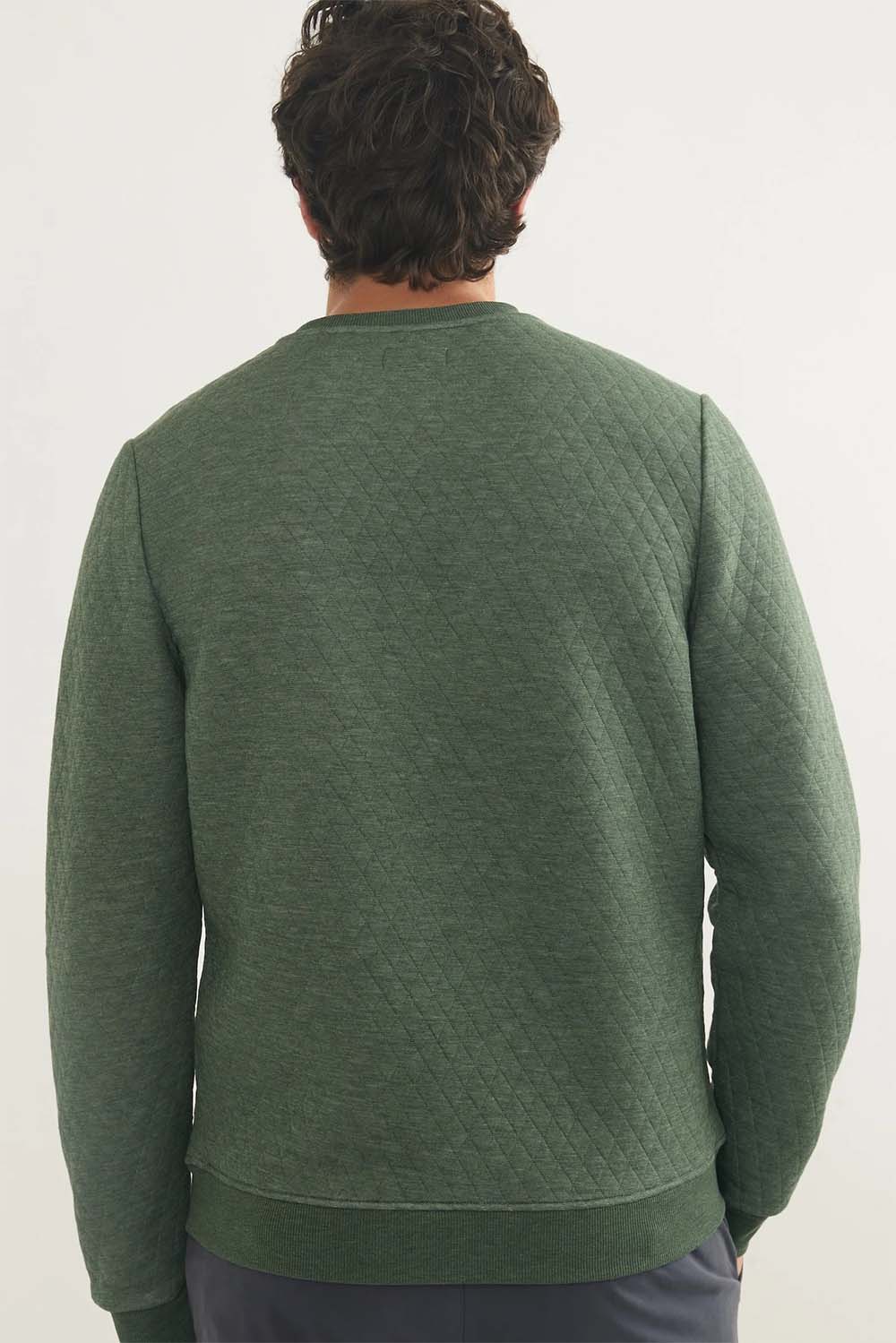 Marine Layer - Corbet Quilted Crewneck - Olive - Back