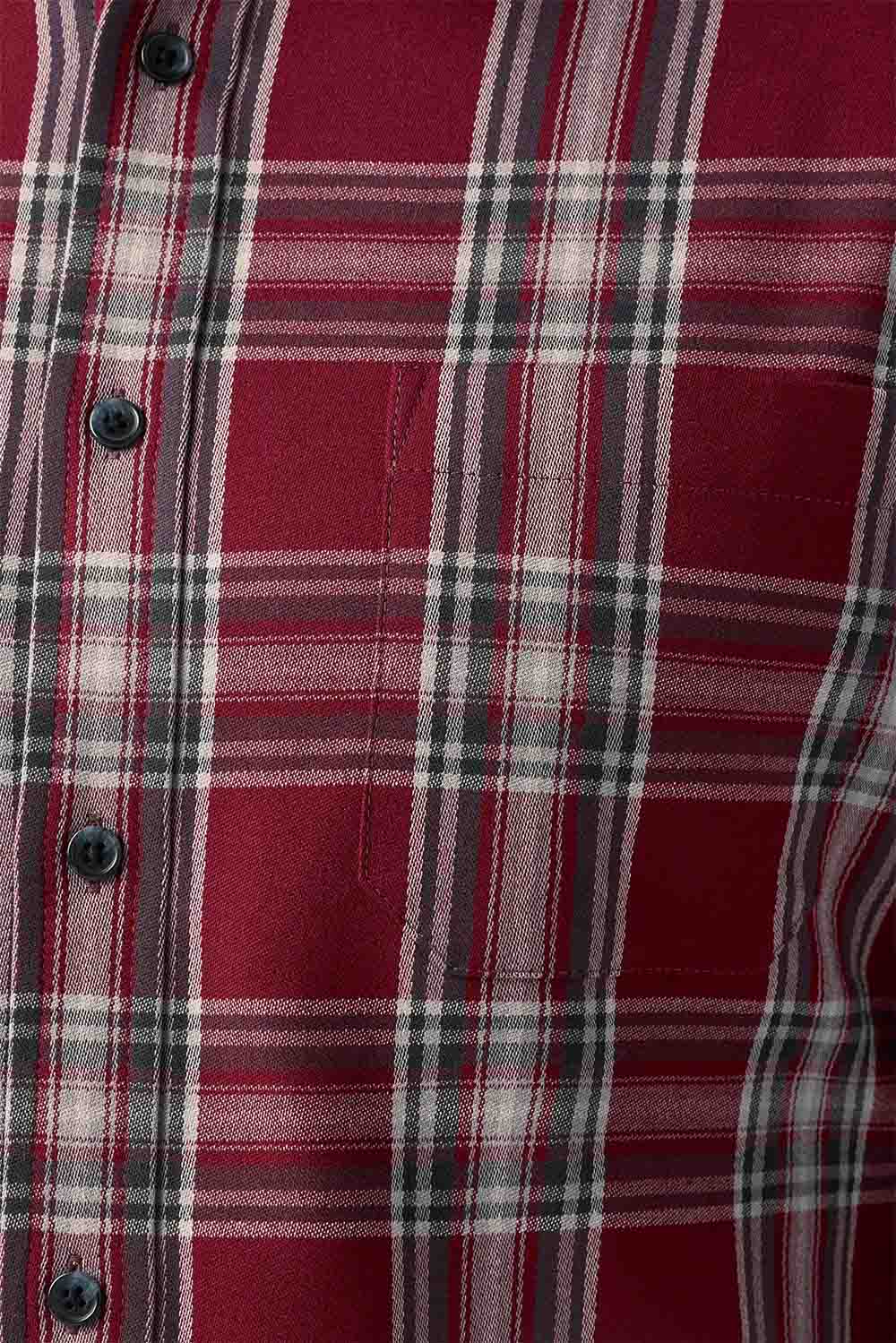 Mizzen + Main - City Flannel - Garnet Thomas Plaid - Detail