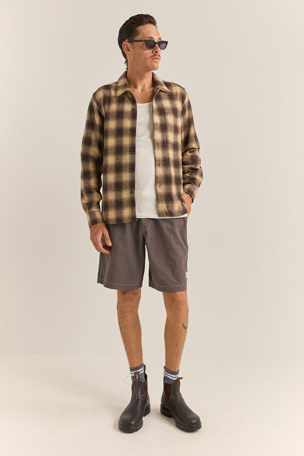 Rhythm - Plaid LS Flannel - Brown