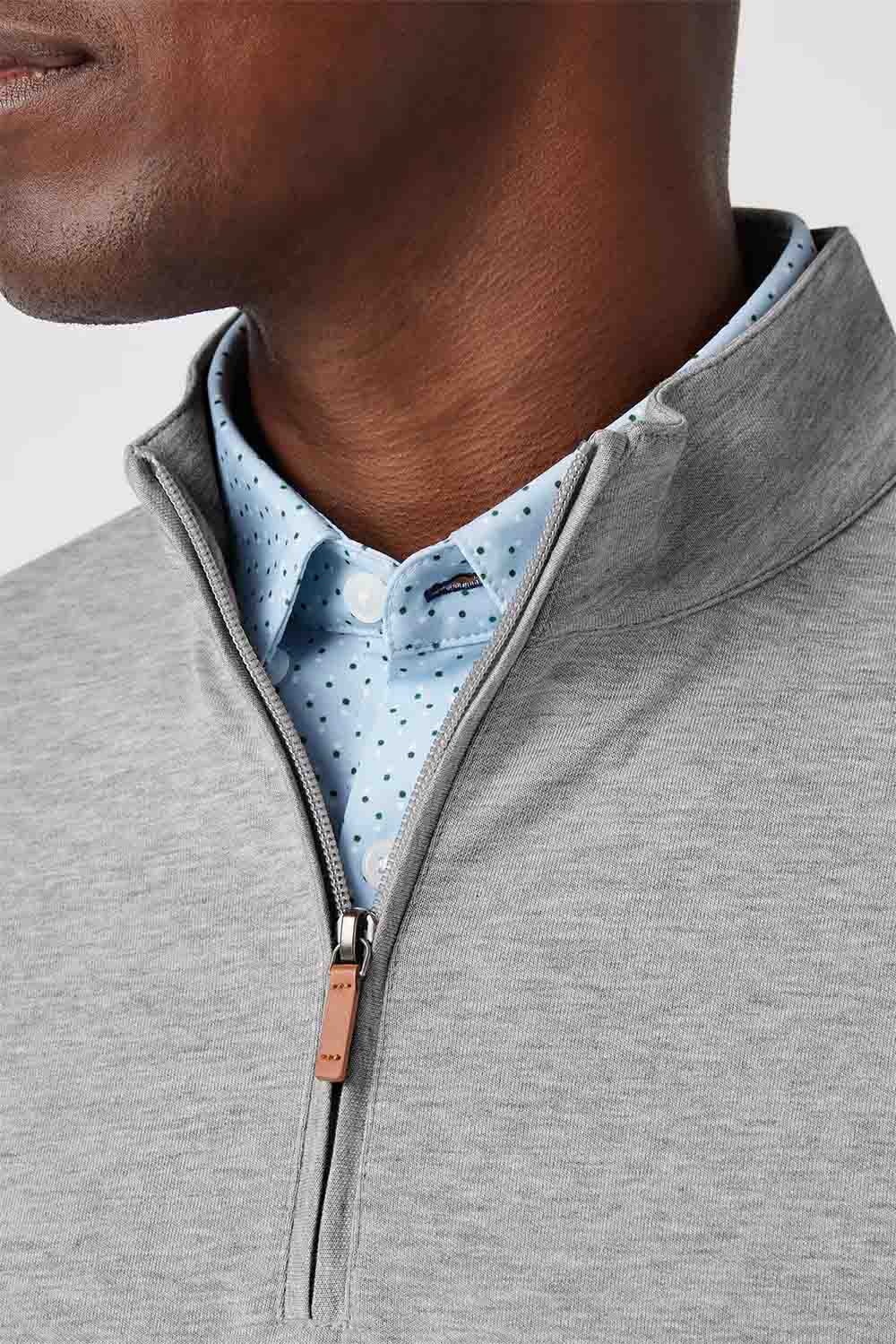 Mizzen + Main - KPI Quarter Zip - Silver Heather - Detail