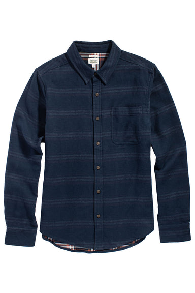 Bridge & Burn - Larson Shirt - Navy Blanket Stripe - Flatlay