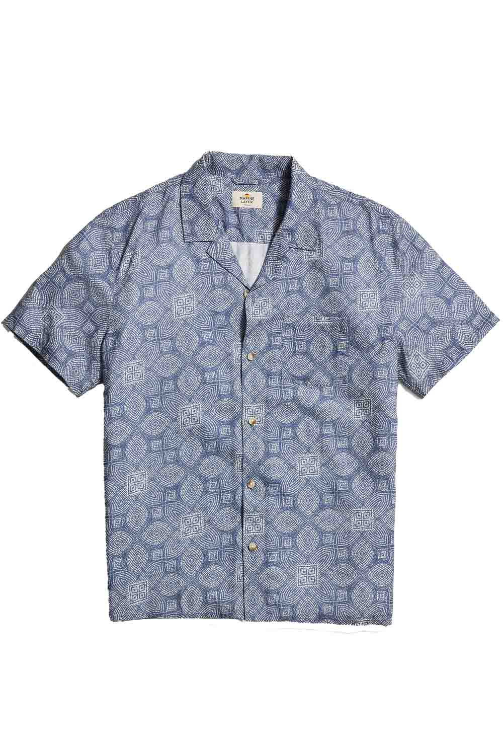 SS TENCEL LINEN RESORT SHIRT Blue Tile — REVOLVR Menswear