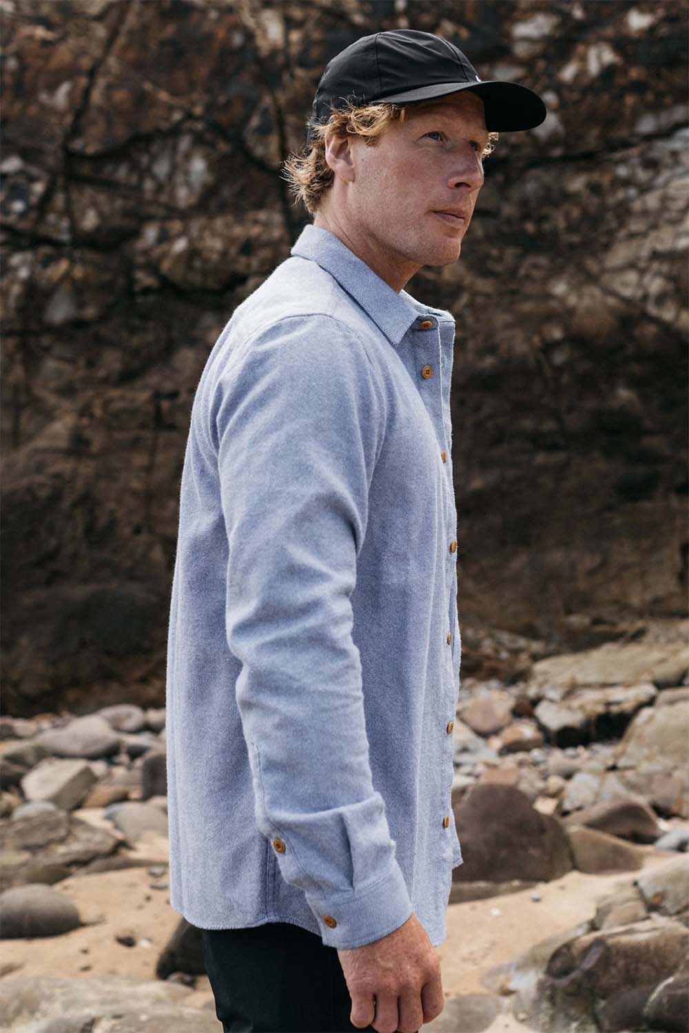 Finisterre - Gylly Shirt - Indigo Dobby - Side