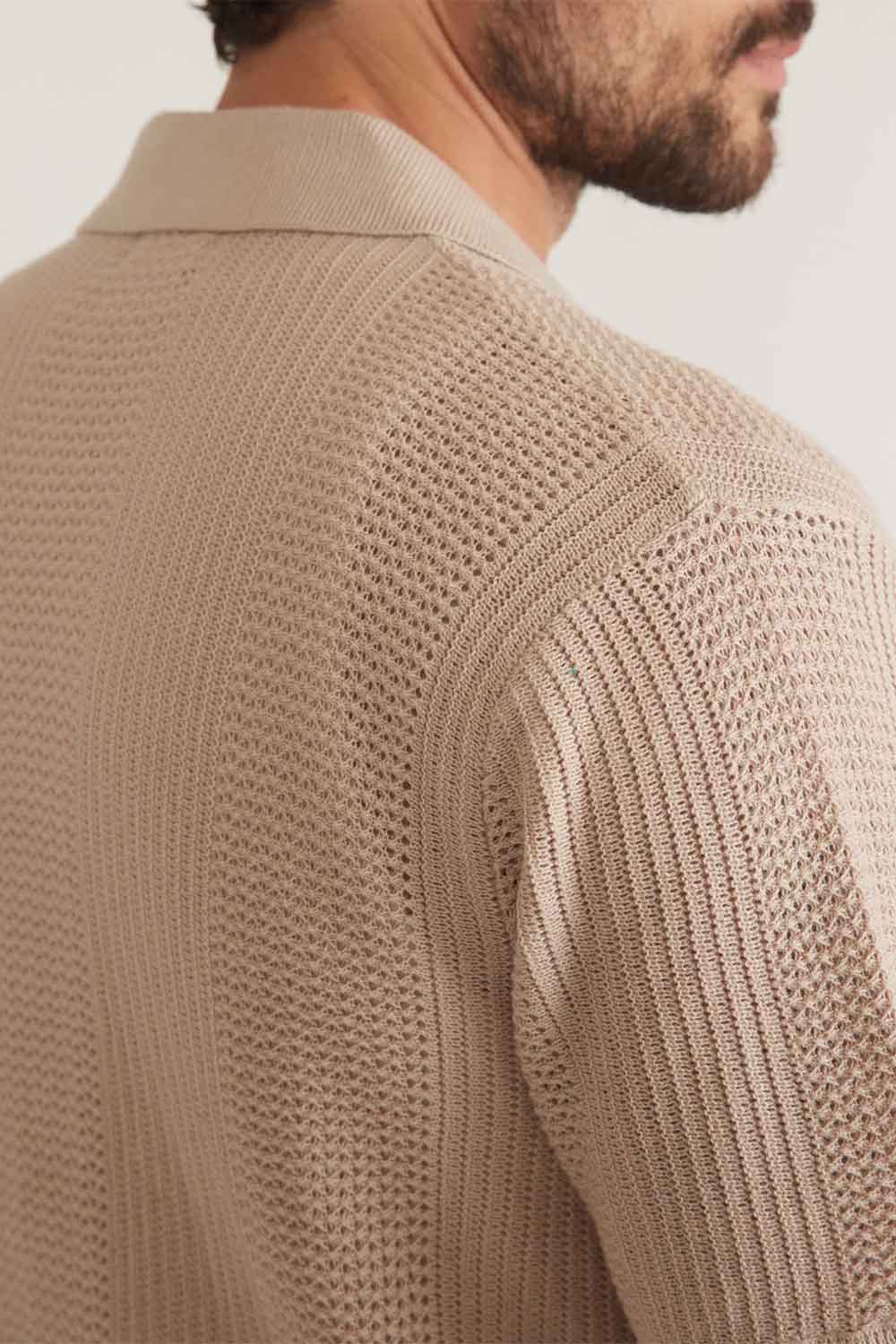 Marine Layer - Sweater Resort Shirt - Sand - Back Detail