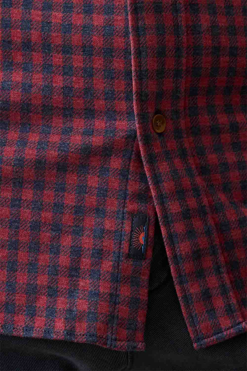 Faherty - Coastline Knit Shirt - Navy Red Gingham - Detail