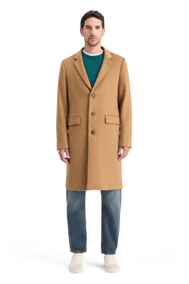 Scotch & Soda - Wool Classic Overcoat - Camel - Front